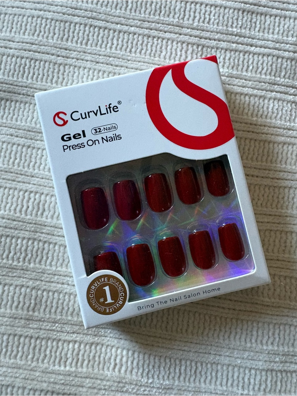Curvlife Red Gel Press-On Nails - 32 Pack